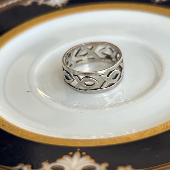 Sterling Silver Ichthus Fish Ring - Picture 2 of 10